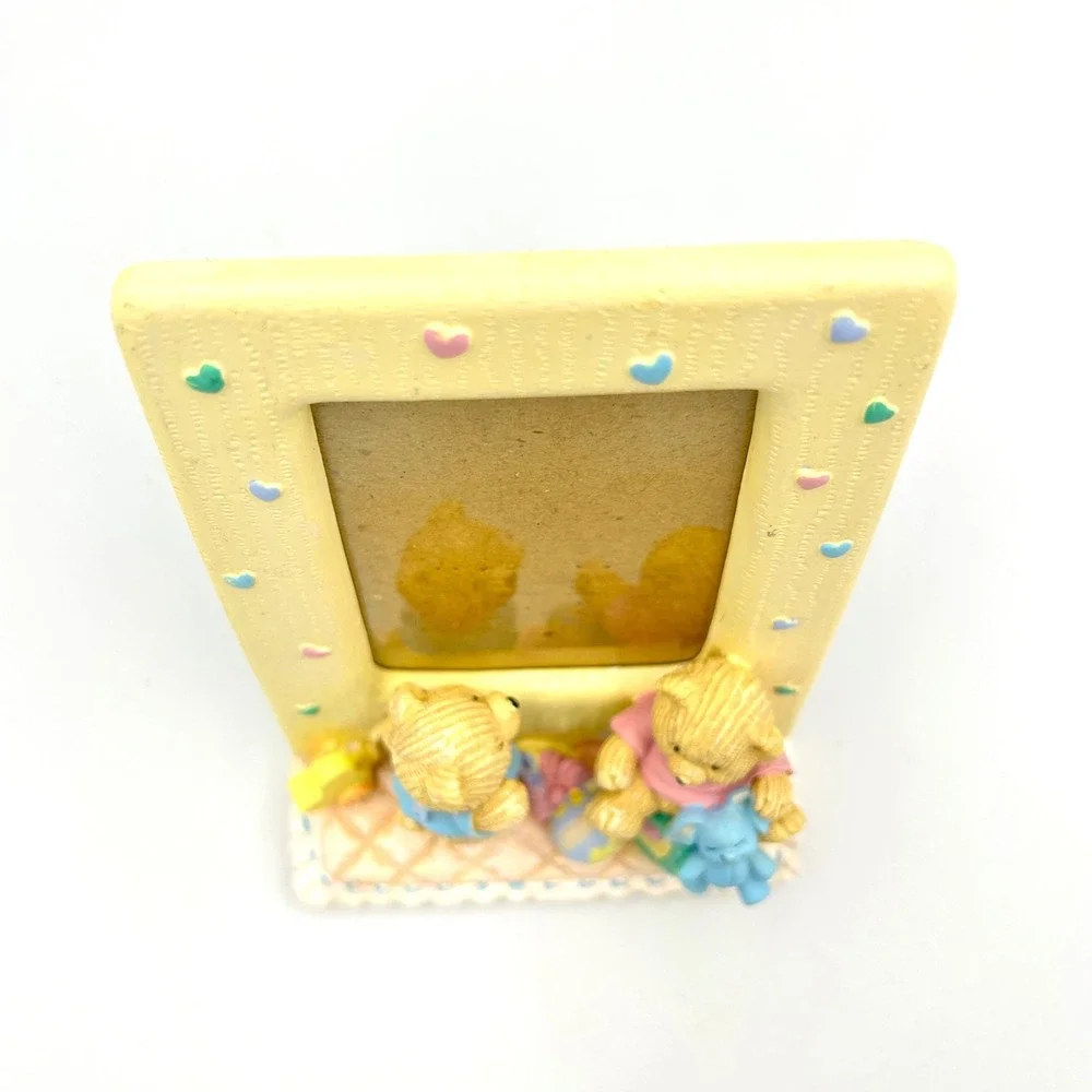 Vintage Russ Berrie Teddy Bear Picture Frame Nursery Decor Baby Shower Gift 2x3